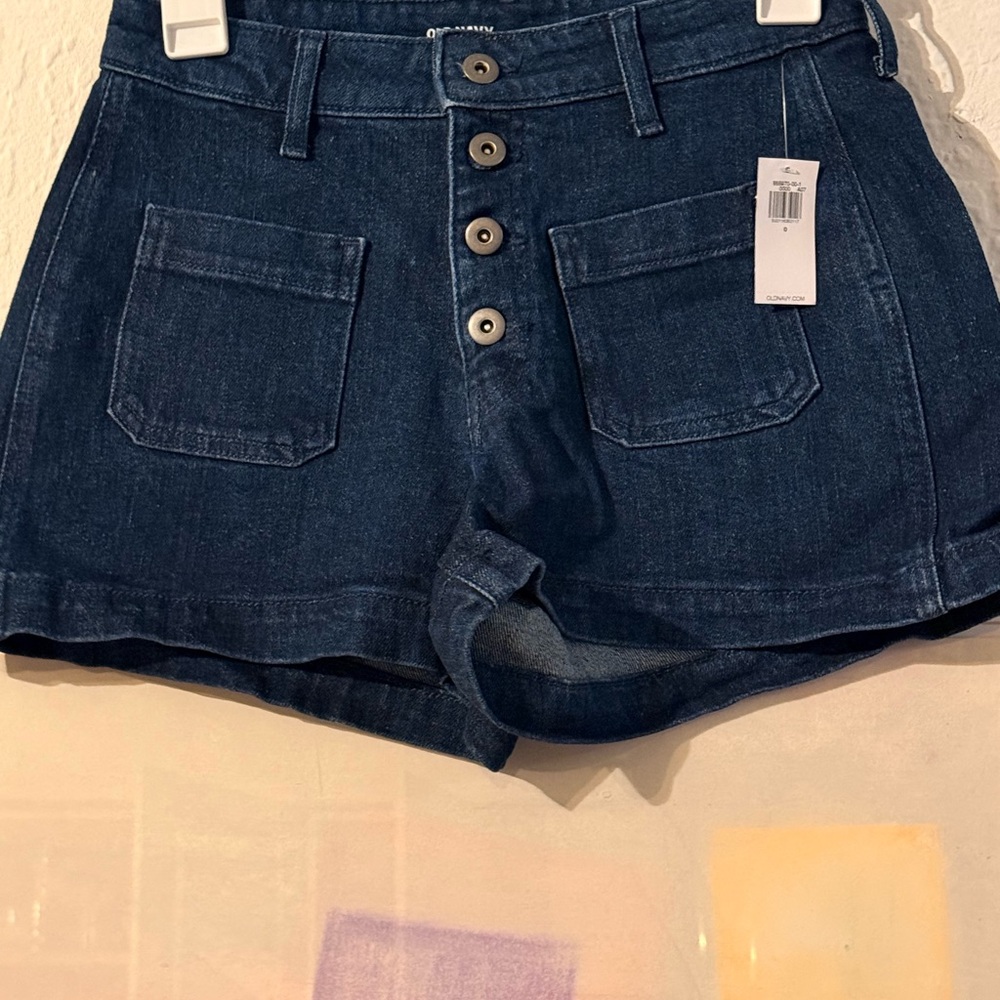 Old Navy Dark Blue Button-Front Denim Shorts